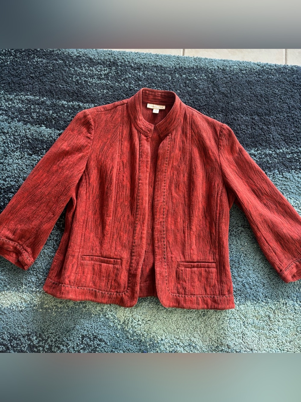 Pumpkin autumn rust 100% cotton ladies coldwater creek cropped jacket 10